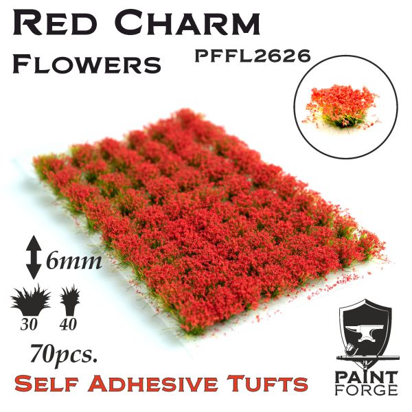 PAINT FORGE FLOWERS RED CHARM 6MM 70SZT